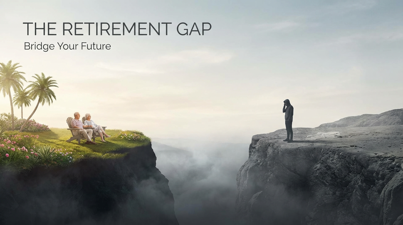 A visual representation of the retirement savings gap, highlighting the importance of planning with Everence Wealth for a secure future.
