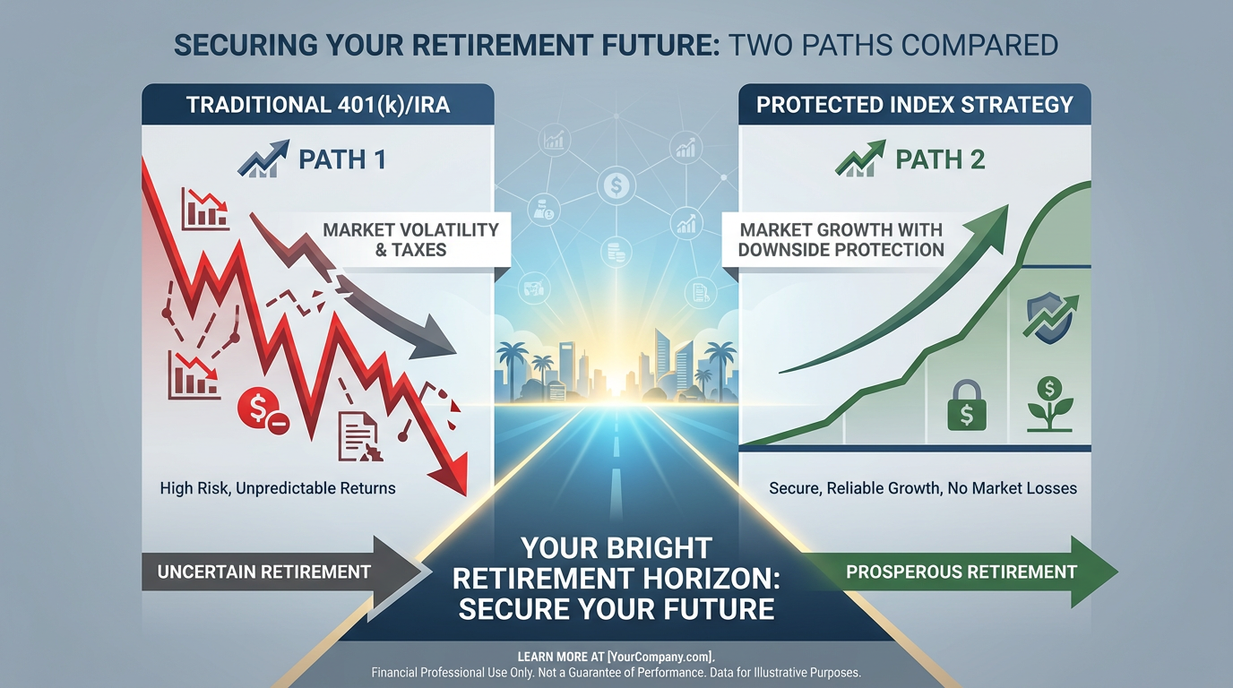 Visualización de un complejo sistema de tuberías y válvulas que representan el flujo de impuestos a través de un 401(k) y un Roth IRA, con etiquetas 'Impuestos Diferidos' y 'Libres de Impuestos' para Everence Wealth. Explica decisiones de jubilación.